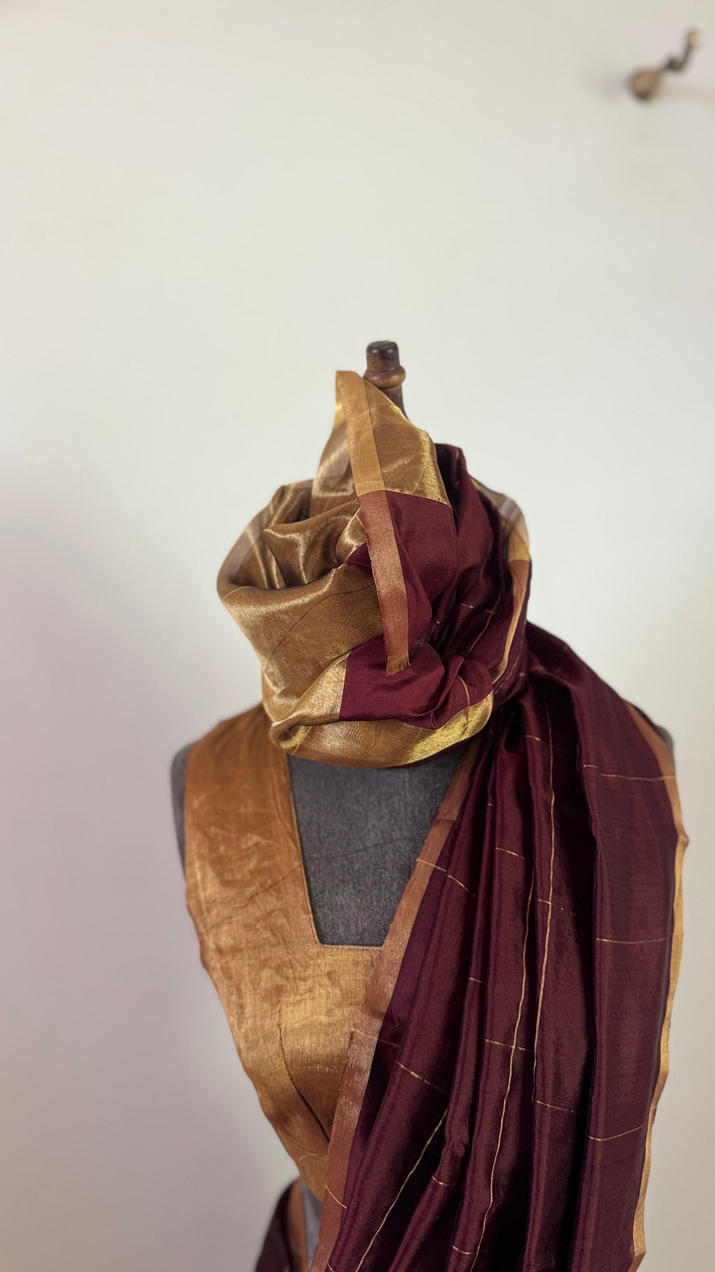 Chanderi sari | Gold checks