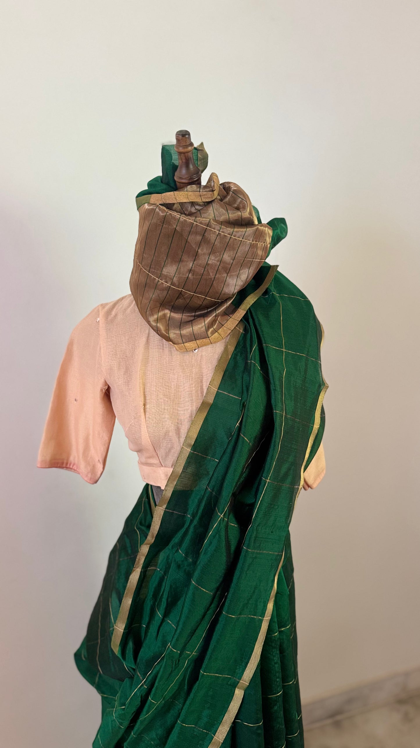 Chanderi sari | Gold checks
