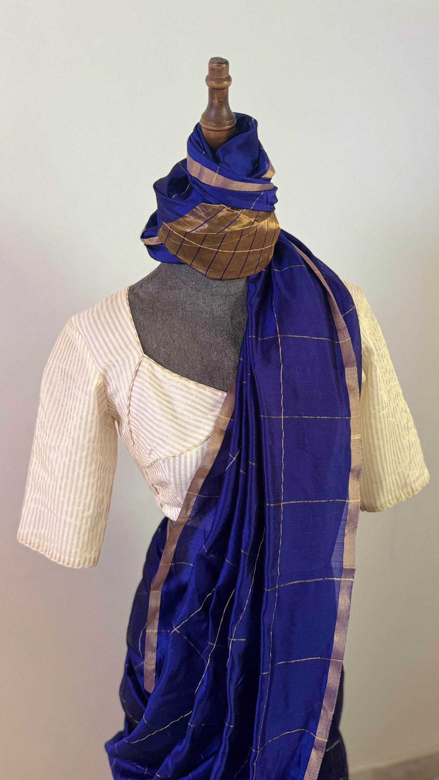 Chanderi sari | Gold checks