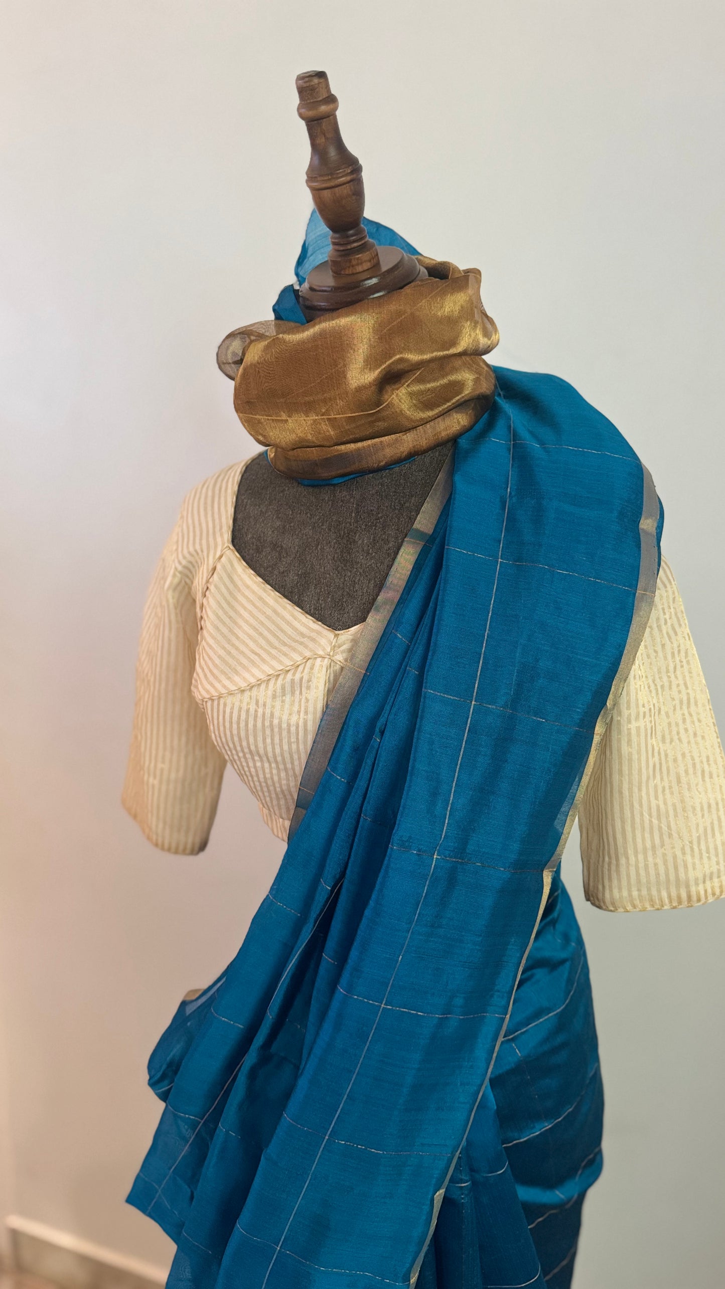 Chanderi sari | Gold checks