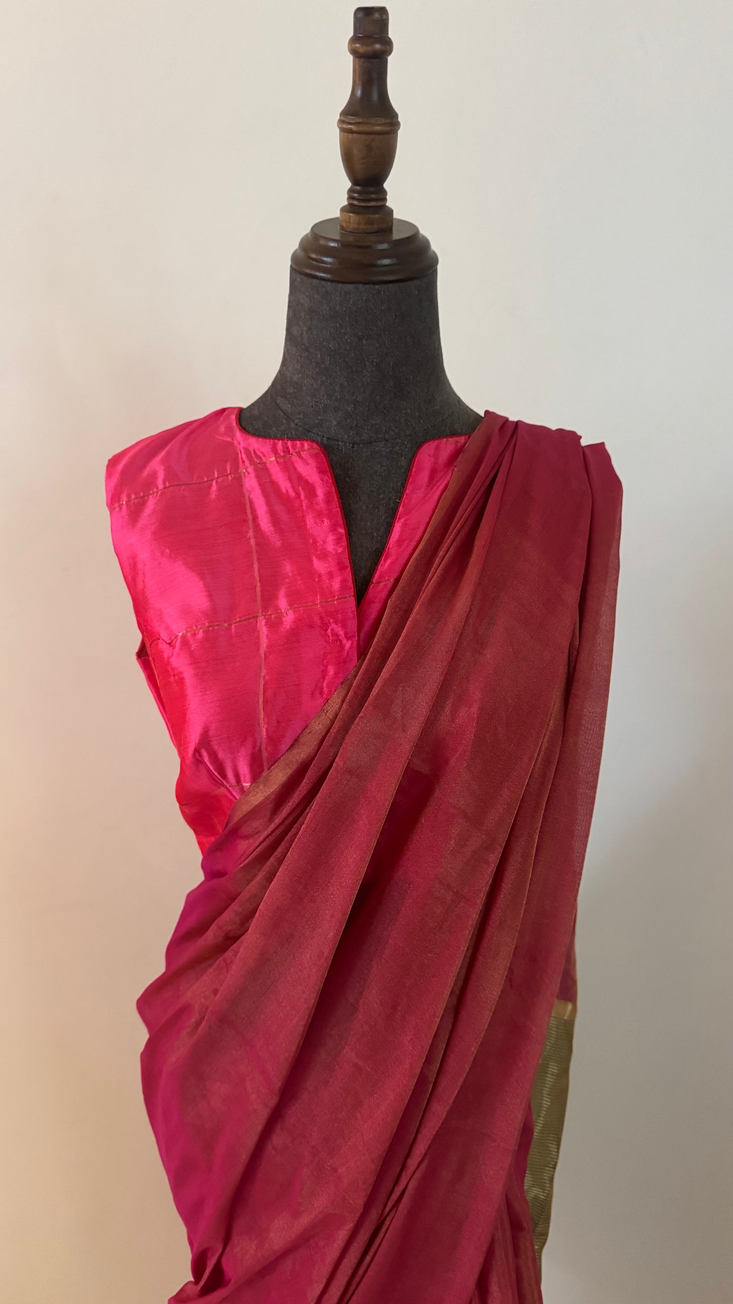 Chanderi blouse | Gold checks