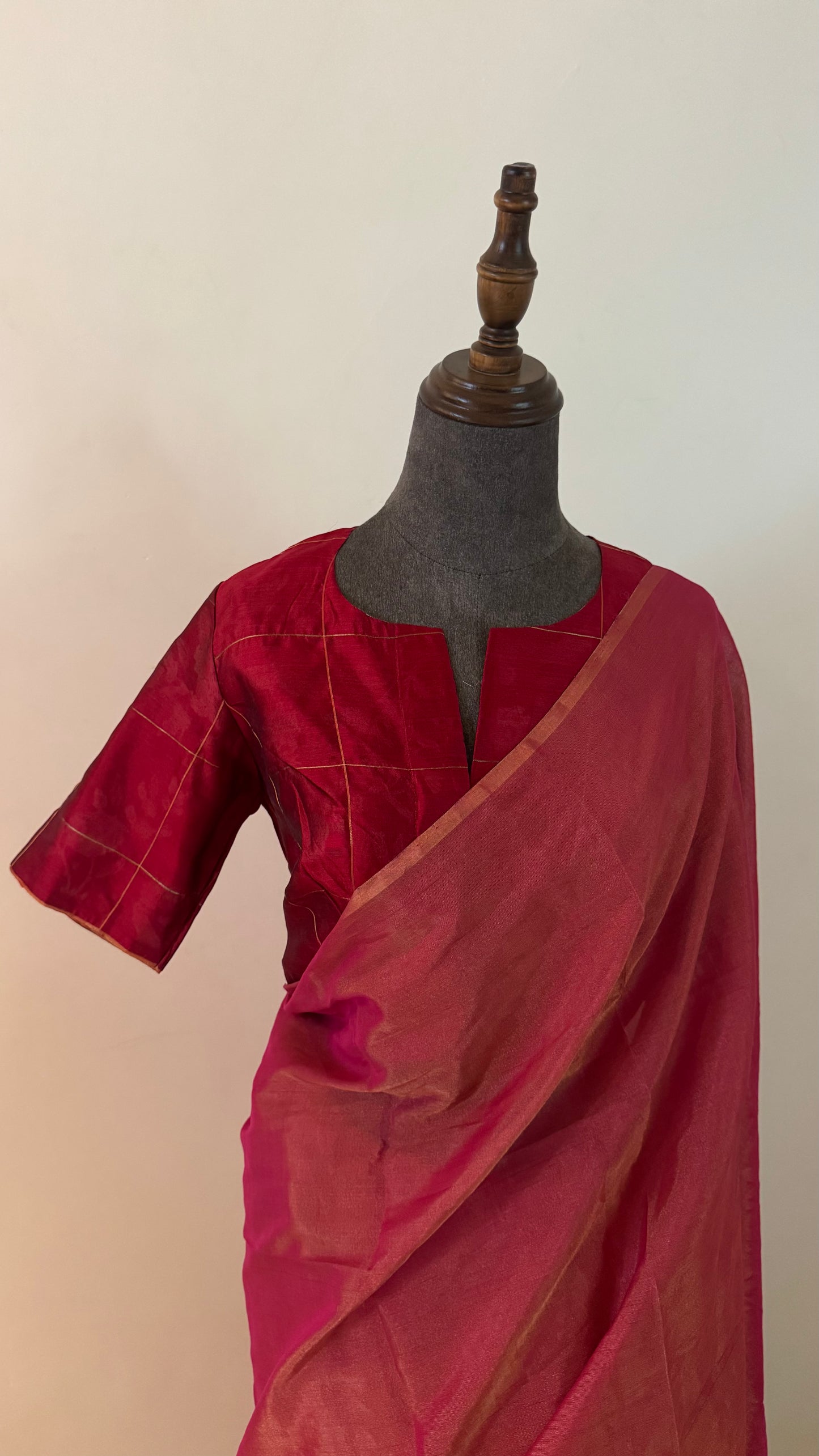 Chanderi blouse | Gold checks