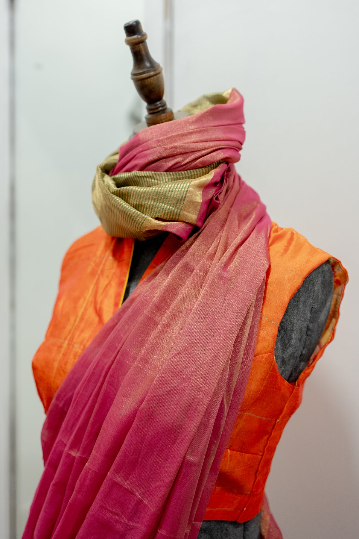 Chanderi blouse | Gold checks
