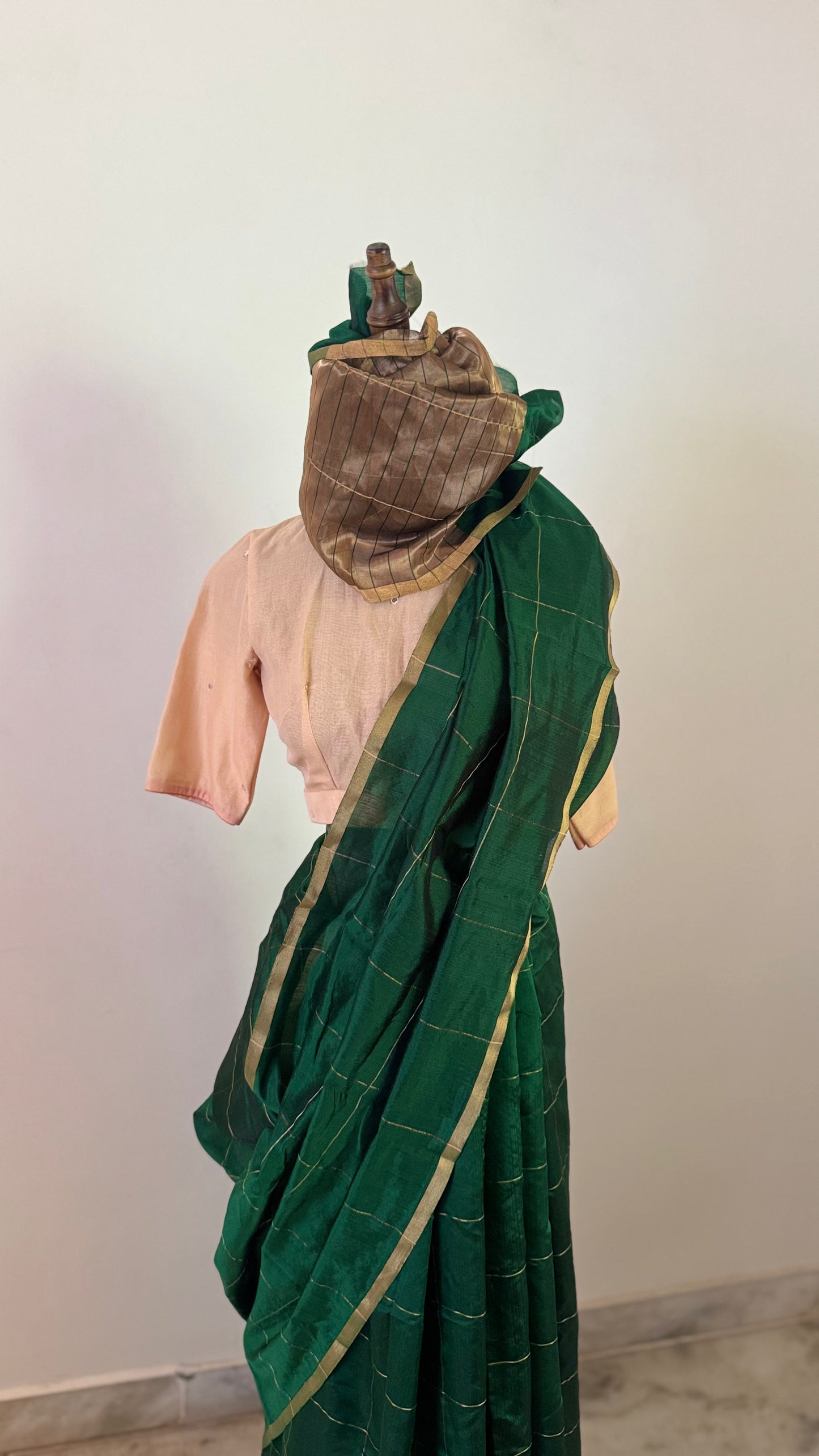 Chanderi sari | Gold checks