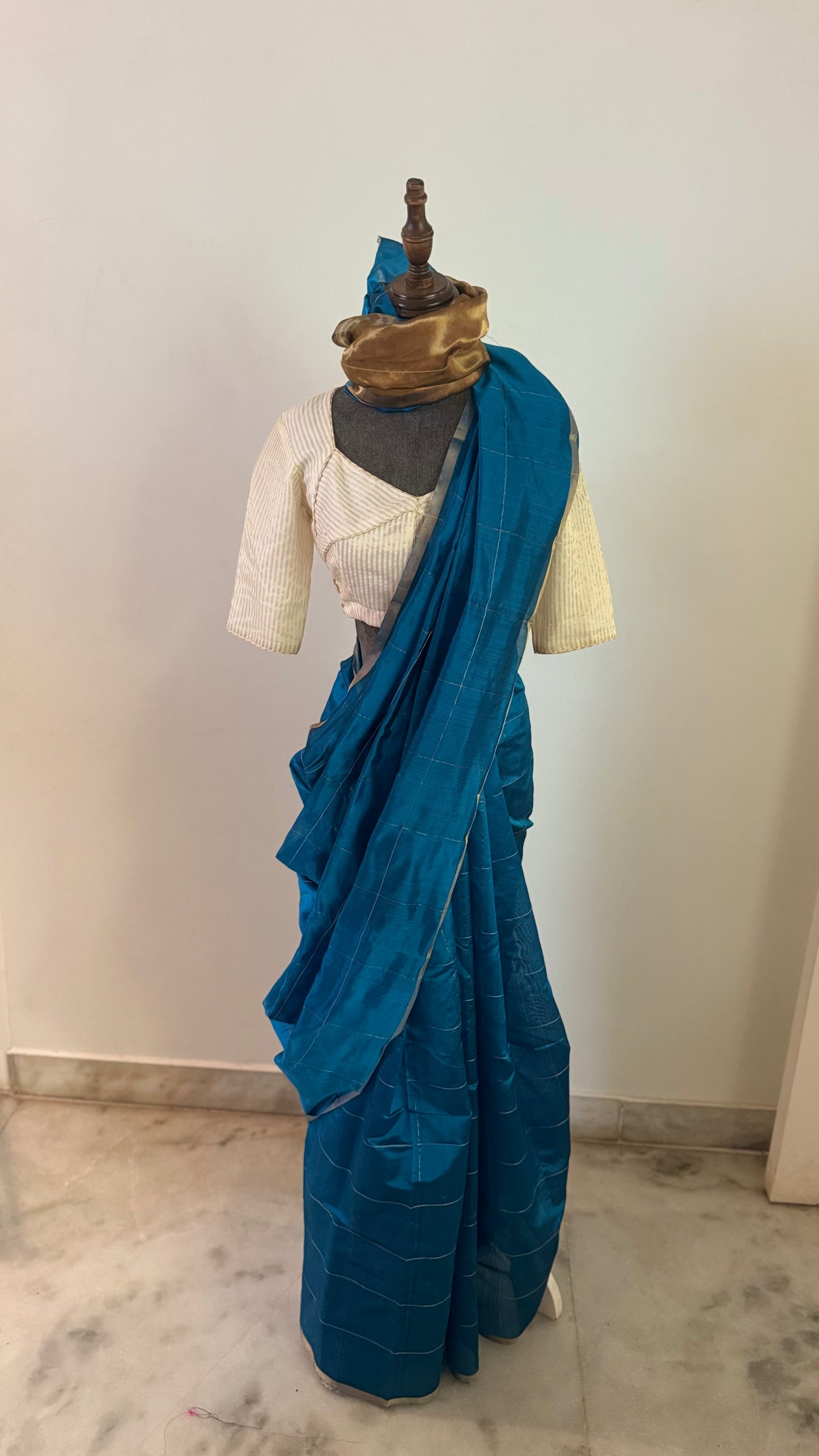 Chanderi sari | Gold checks