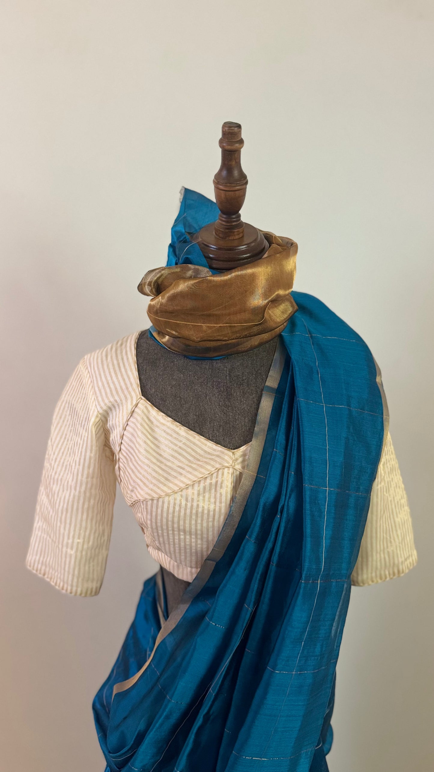 Chanderi sari | Gold checks