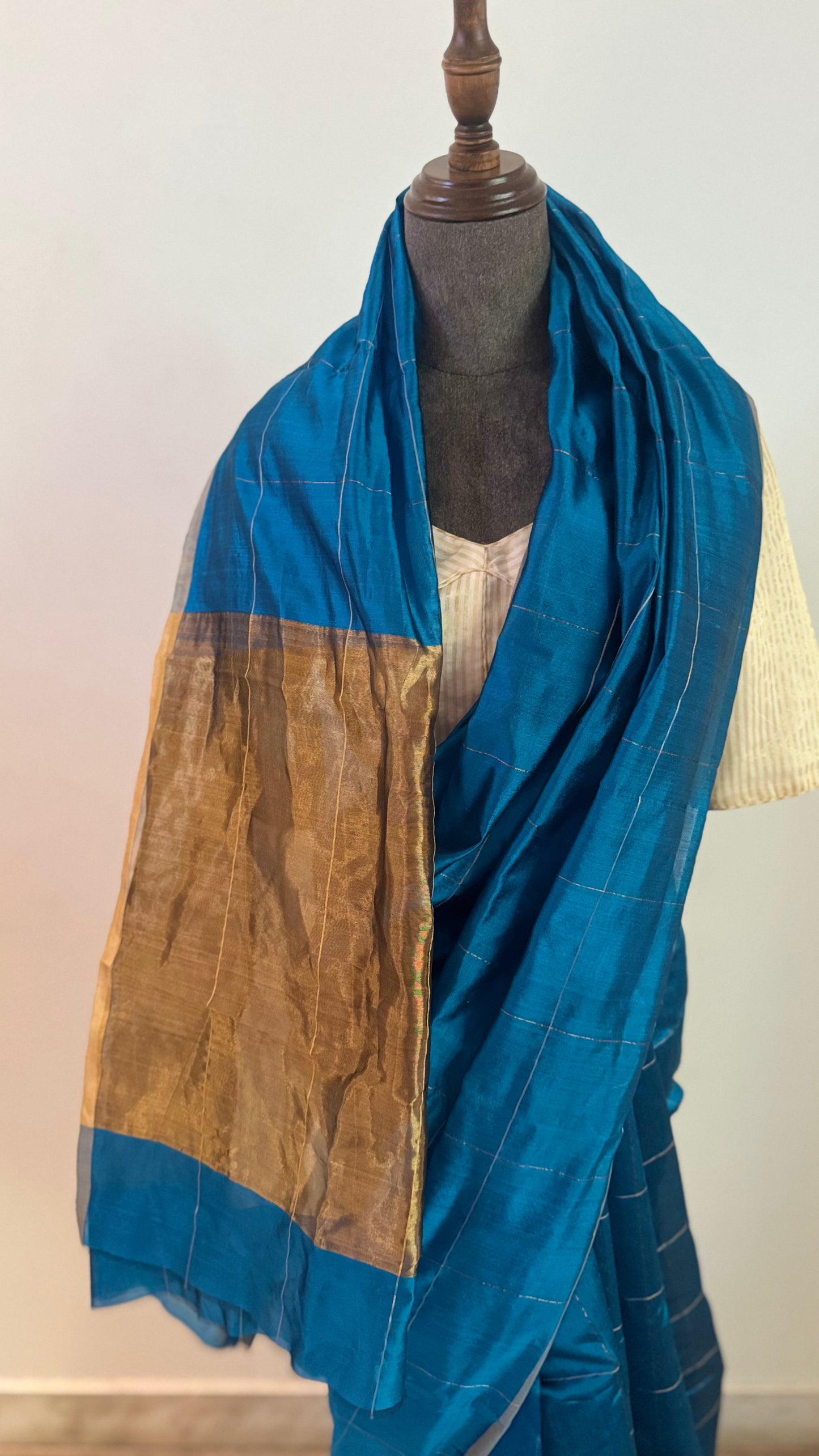 Chanderi sari | Gold checks