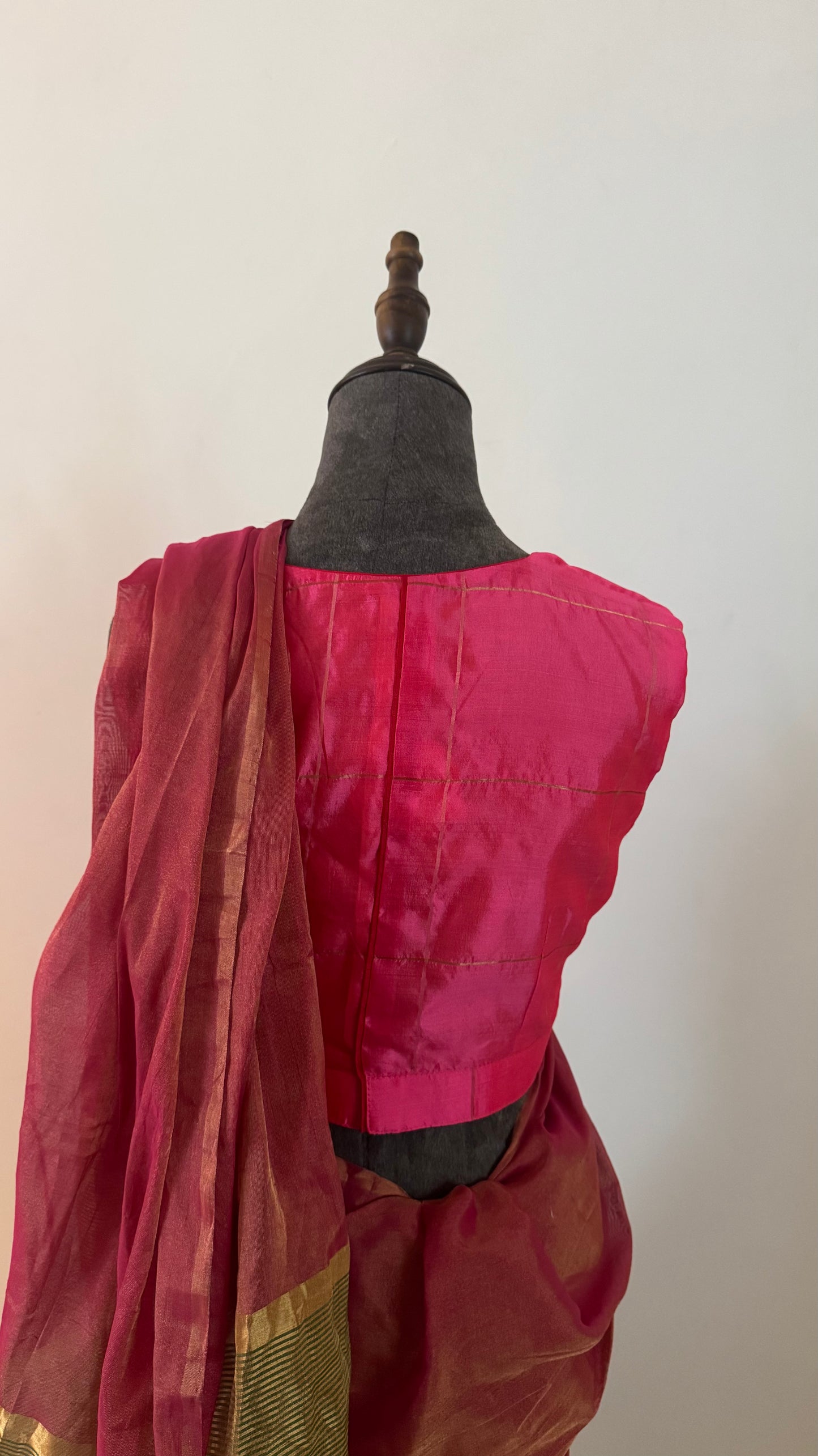 Chanderi blouse | Gold checks