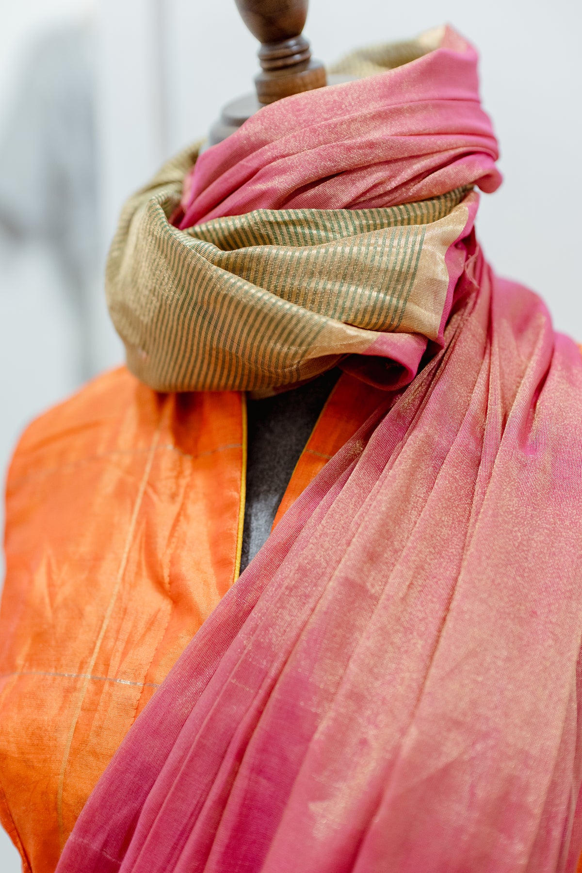 Chanderi blouse | Gold checks